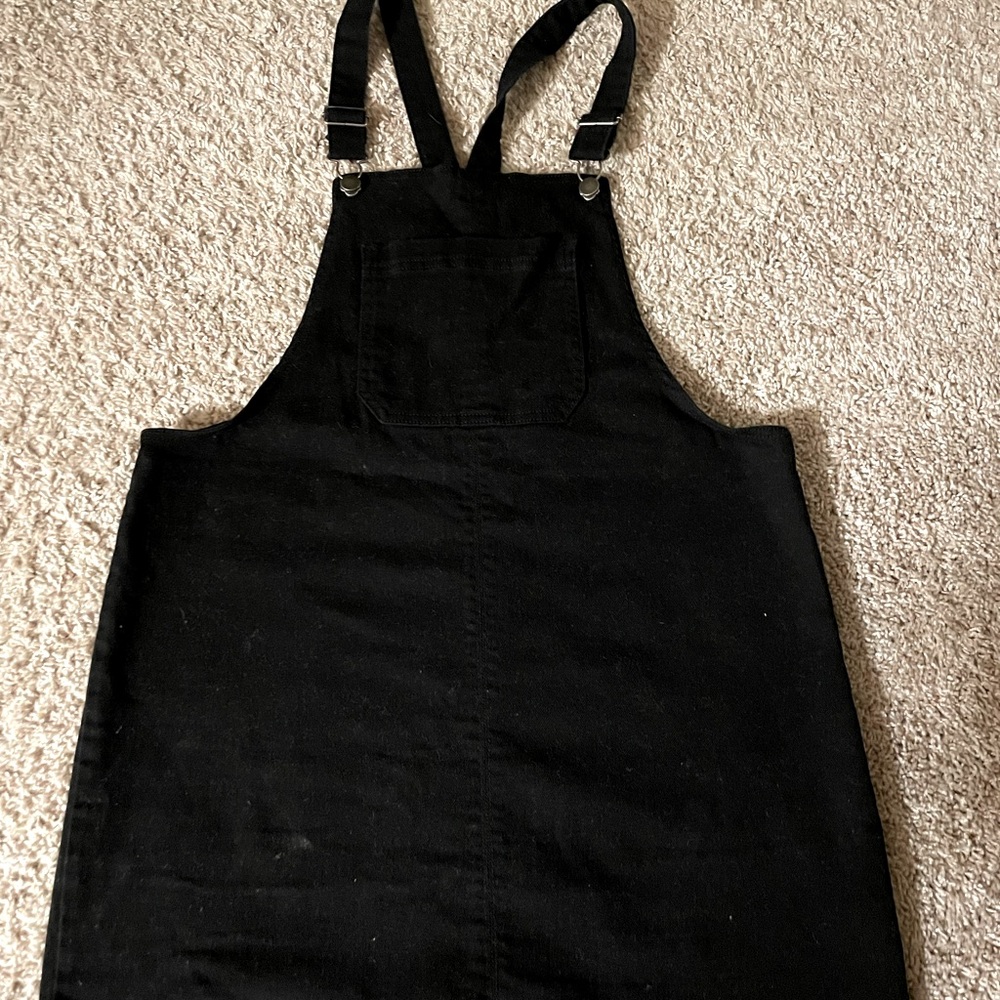 Black Denim Jumper Overall Dress